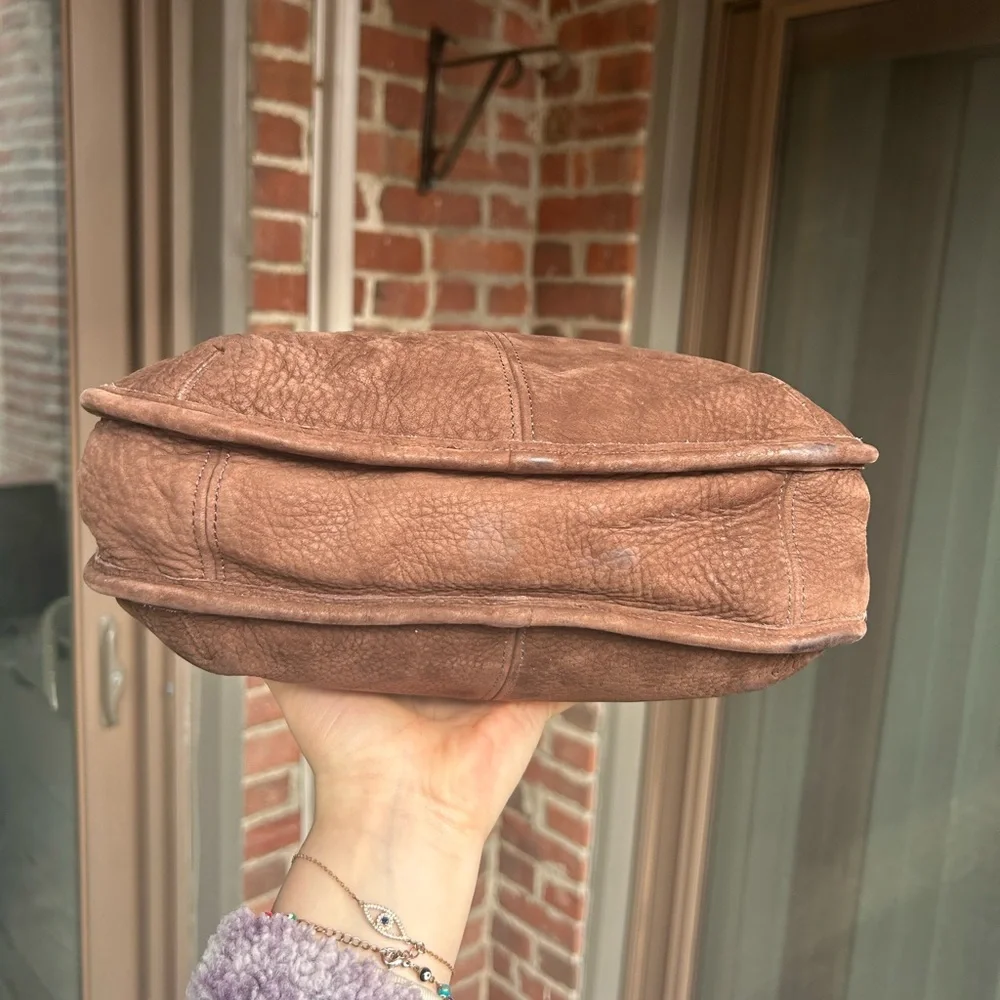 Vintage couch nubuck ergo 4395 mahogany brown leather shoulder hobo bag retro - Picture 7 of 16